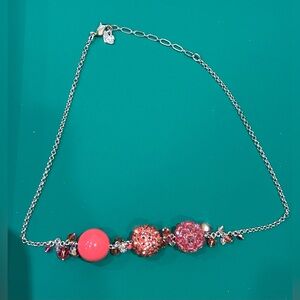 Swarovski Crystal "Rhum Ball" Coral Pink Beaded Necklace Excellent Condition